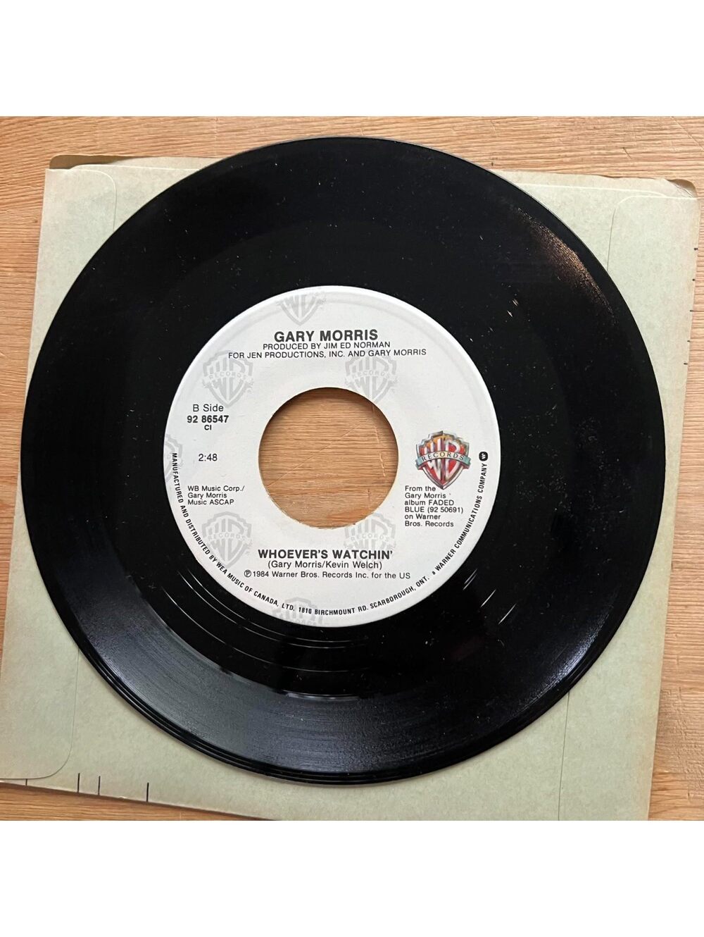 Gary Morris - Whoever's Watchin'/Honeycomb 45rpm VG+ R15